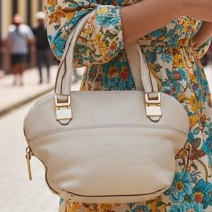 Chloé Angie Bag Beige Leather Satchel with Gold Tone Hardware